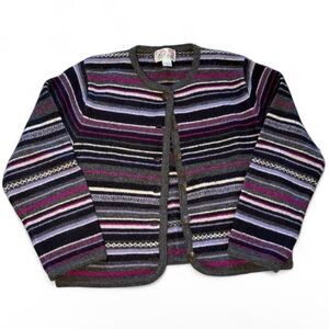Wool Cottagecore Nordic Purple Striped Cardigan⭐️